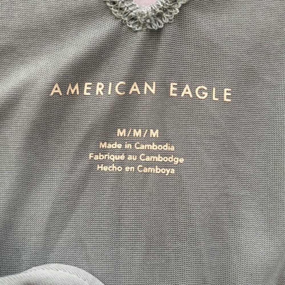 American Eagle Outfitters Gray V-Neck Top - Picture 3 of 4